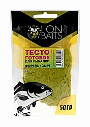 Тесто готовое для рыбалки в пакете LION BAITS Форель сыр 50гр