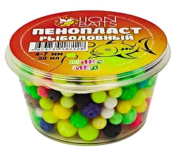 Пенопласт рыболовный цветной микс LION BAITS Мед 4-7мм 50мл