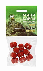 Мини бойлы Флюро тонущие на резинке LION BAITS Криль 6х10мм