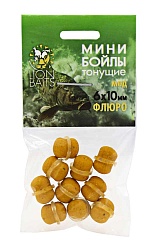 Мини бойлы Флюро тонущие на резинке LION BAITS Мед 6х10мм