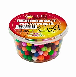 Пенопласт рыболовный цветной микс LION BAITS Ваниль 4-7мм 50мл