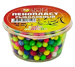 Пенопласт рыболовный цветной микс LION BAITS Опарыш 4-7мм 50мл